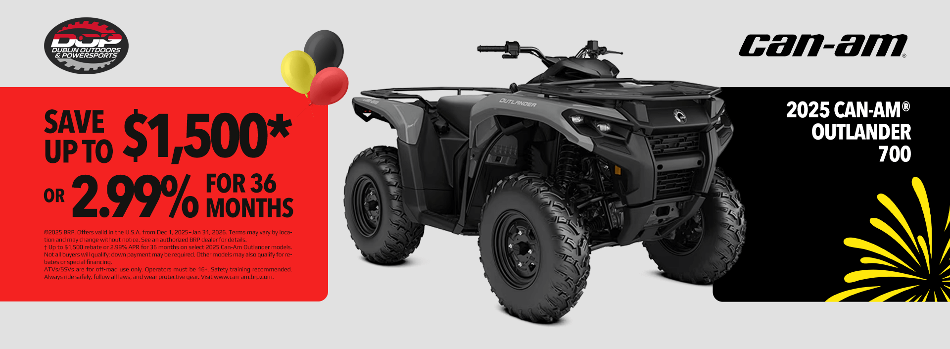 2025 Can-Am Outlander 700 ATV available with savings and financing at Dublin Outdoors & Powersports.