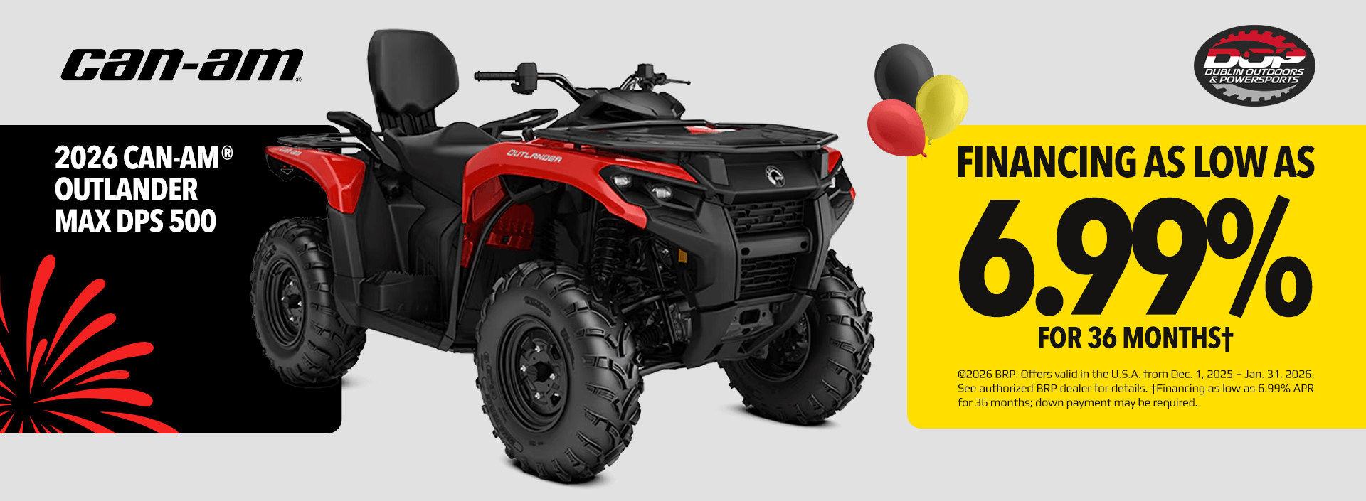 2026 Can-Am Outlander MAX DPS 500 ATV with low APR financing at Dublin Outdoors & Powersports.